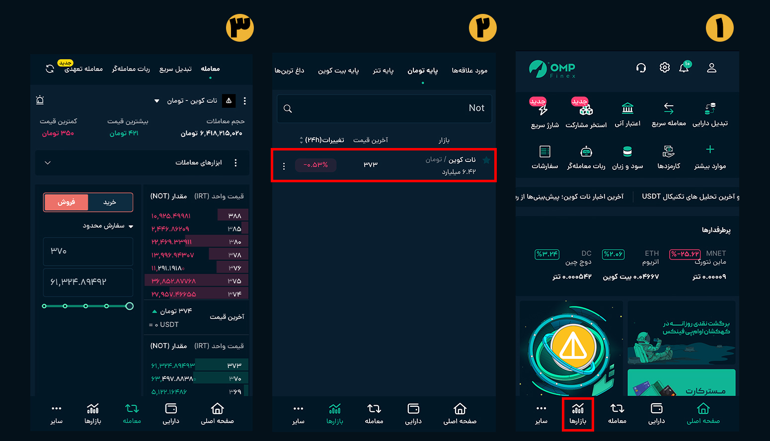 چگونه نات کوین را بفروشیم؟ صرافی او ام پی فینکس