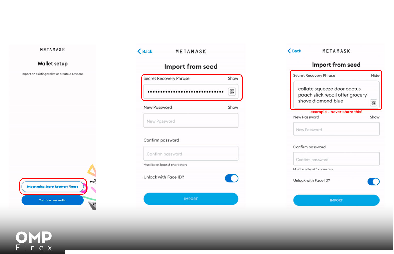 بازیابی کیف پول متامسک در موبایل