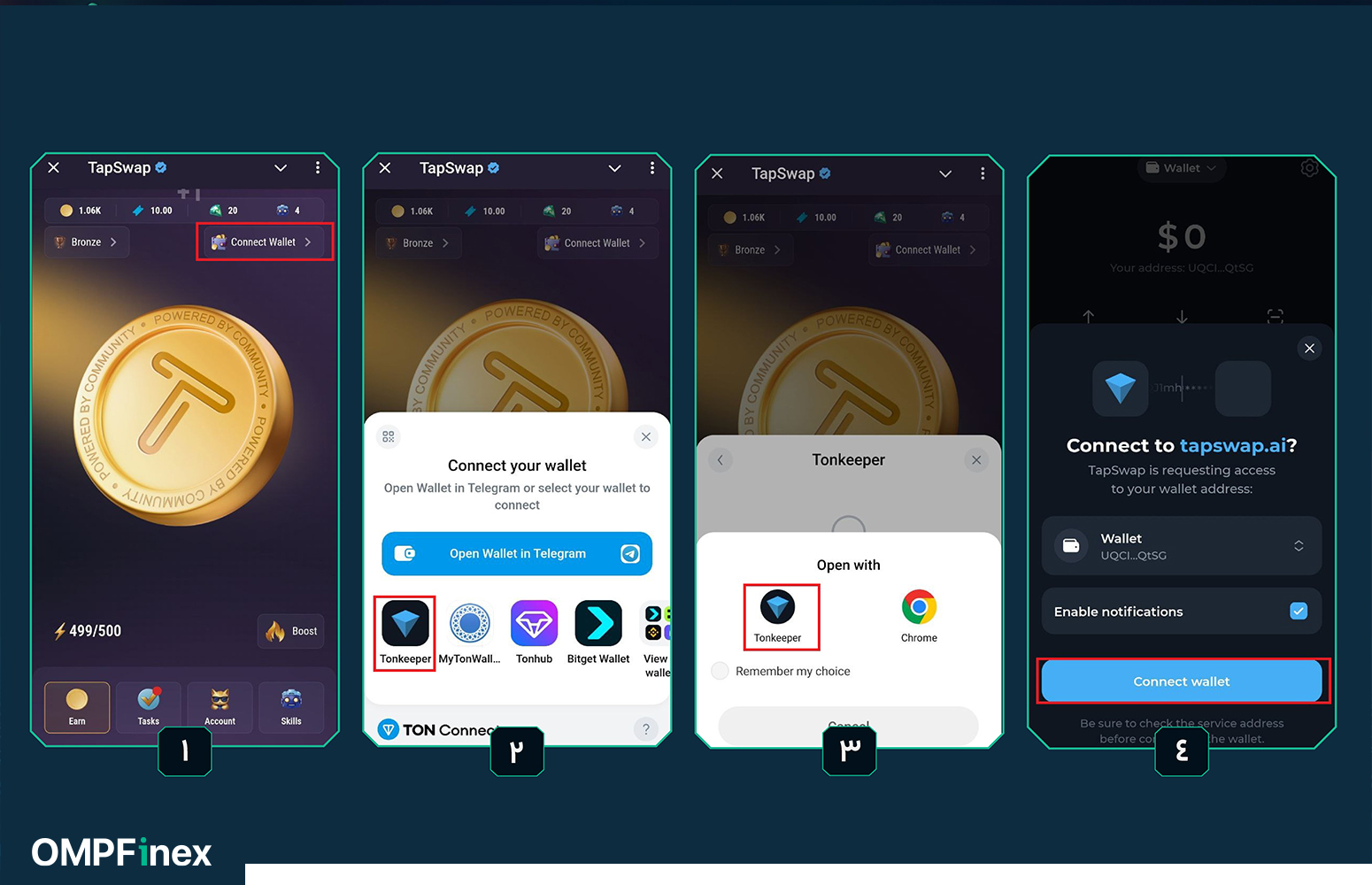 اتصال تپ سواپ به کیف پول تون کیپر