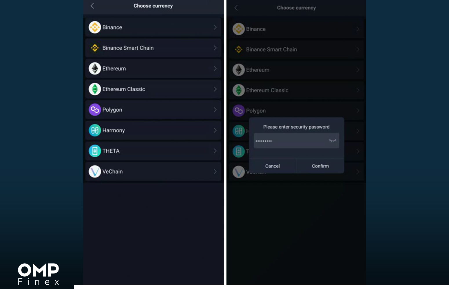انتخاب بلاکچین در بازیابی کیف پول safepal