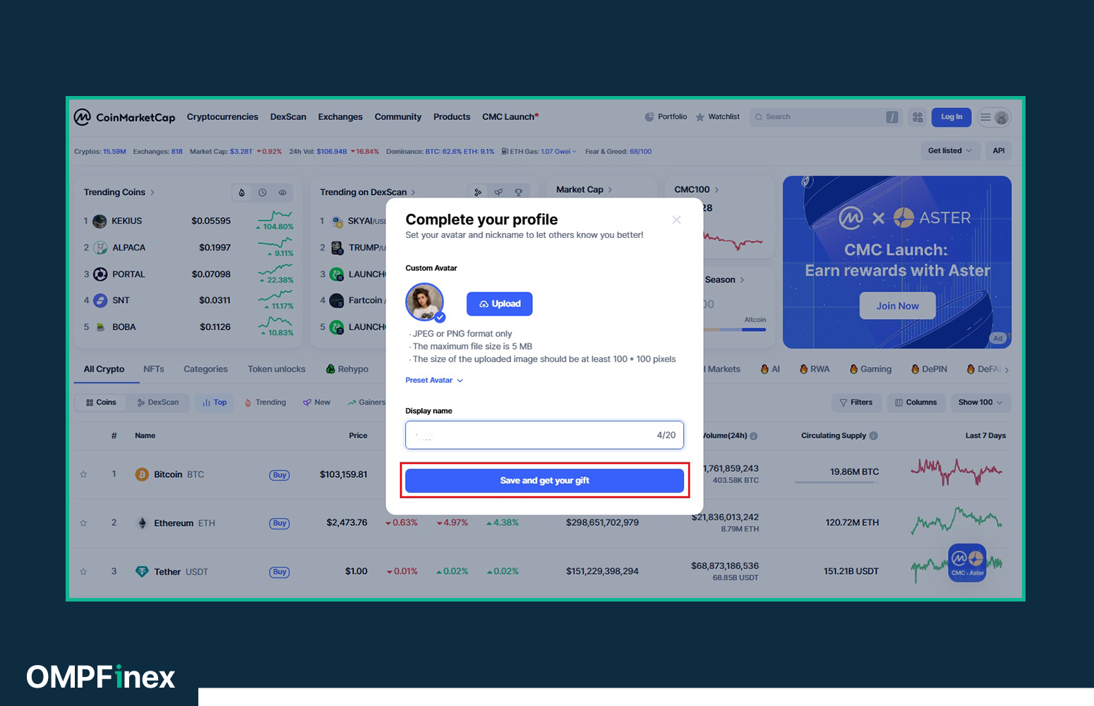 ثبت نام در سایت کوین مارکت کپ