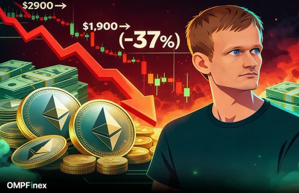 کاهش دارایی‌های ویتالیک بوترین همزمان با ریزش ۳۷ درصدی قیمت اتریوم